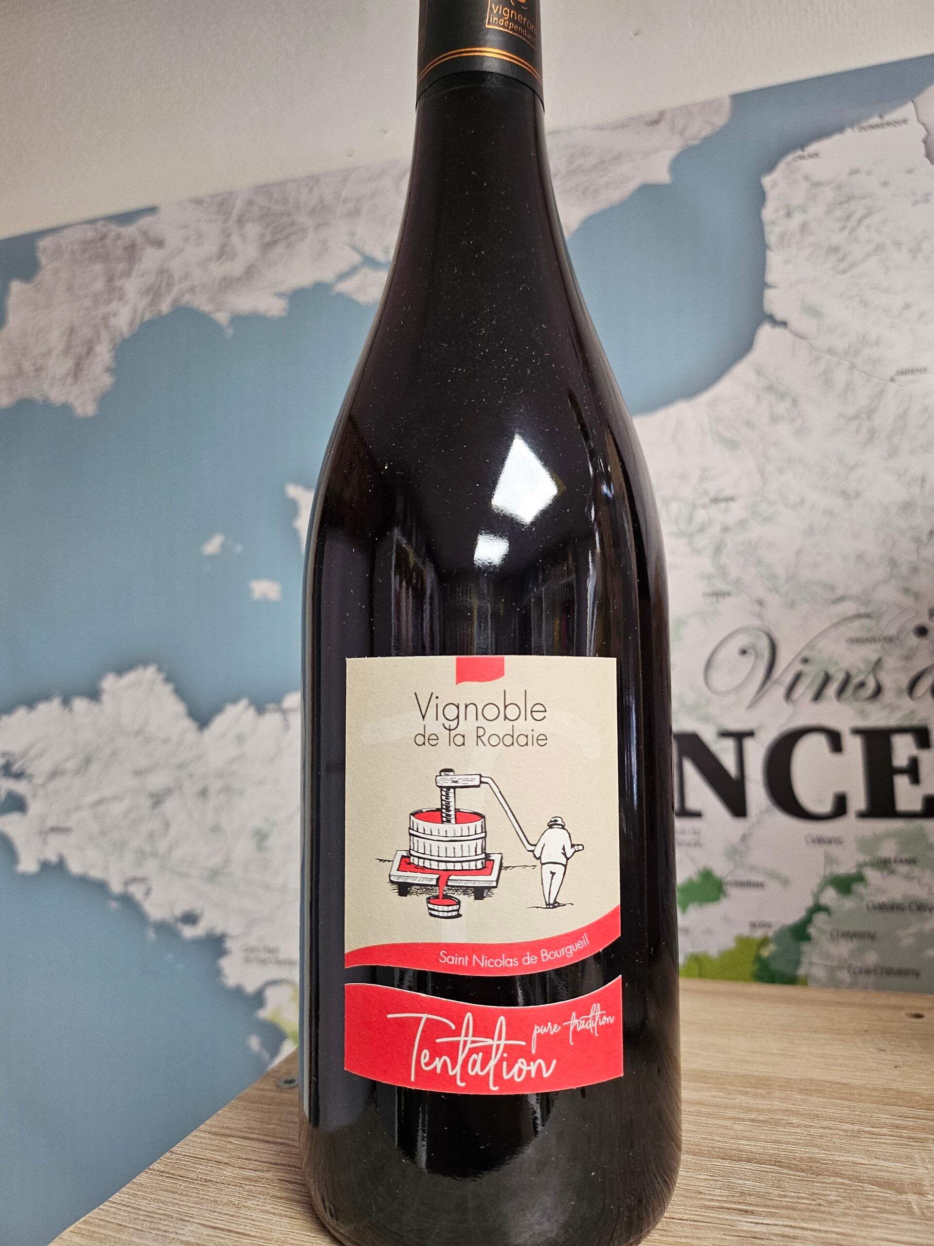 Saint Nicolas De BOURGUEIL AOC 2024, cuvée TENTATION, Vignoble de la RODAIE, 75cl, 12,5% vol