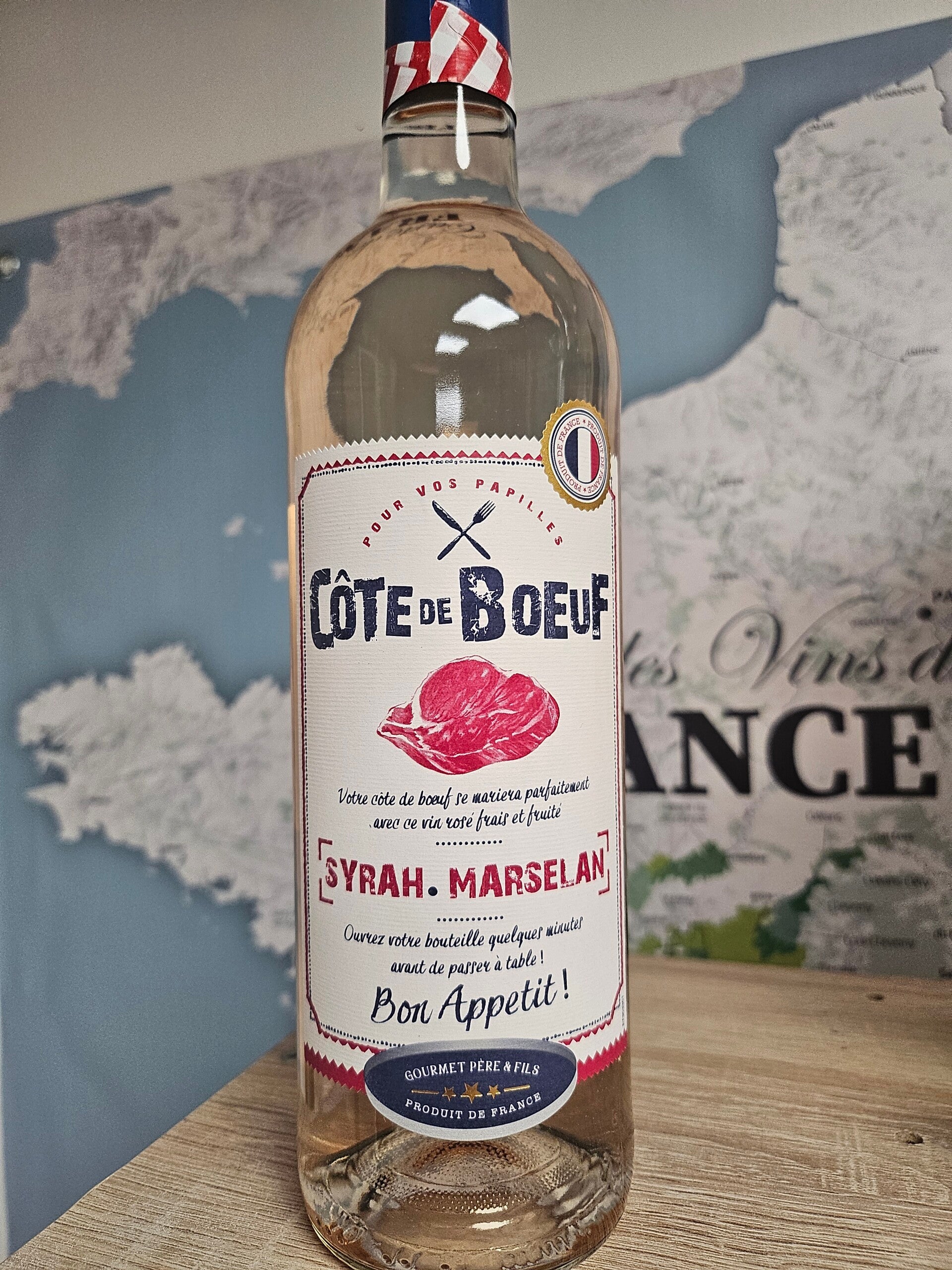 CÔTE DE BŒUF rosé, Pays d'OC,Syrah-Marselan, 75cl, 12% vol