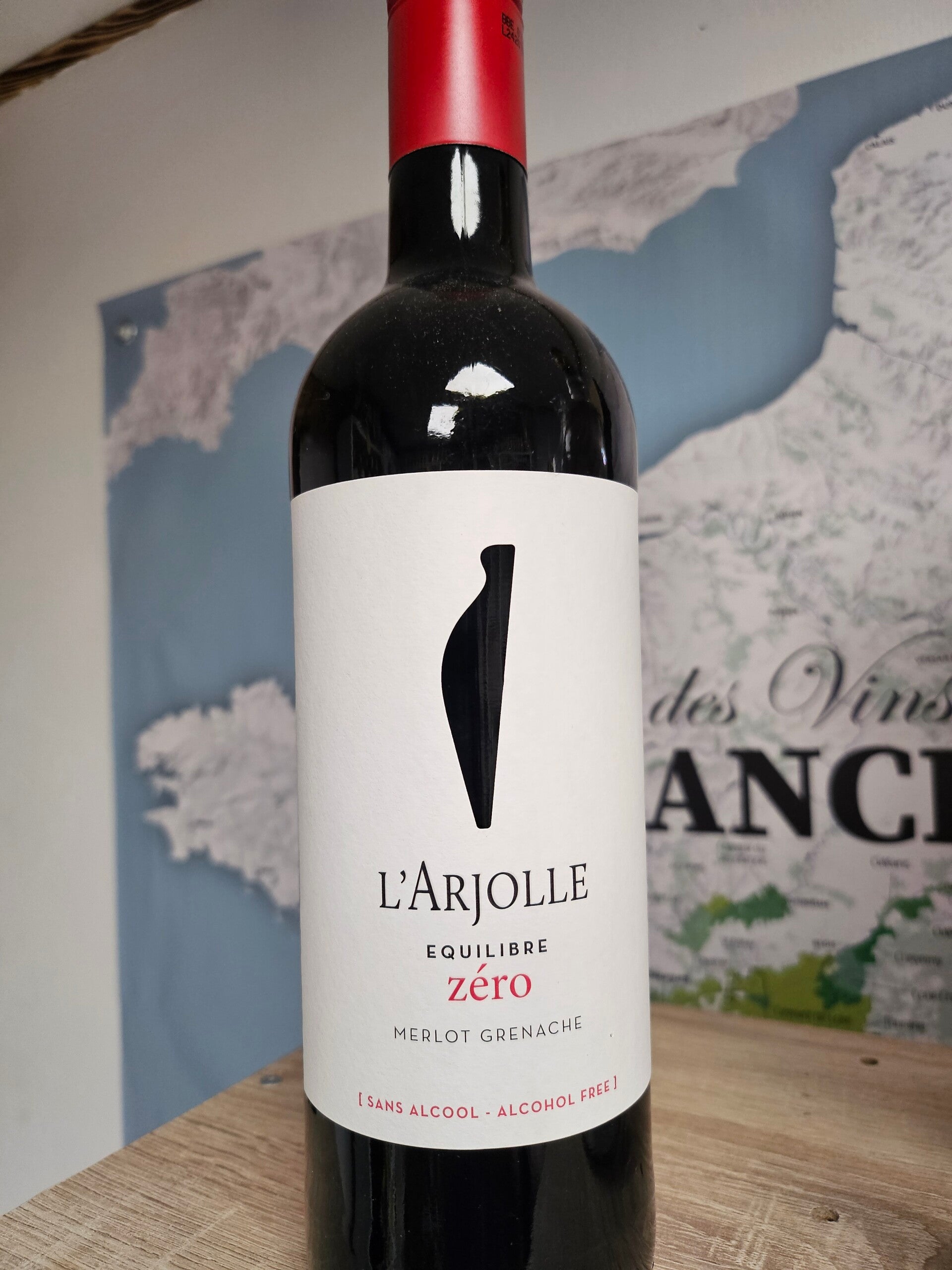 L'ARJOLLE, équilibre zéro, merlot-grenache, vin rouge sans alcool, 75 cl