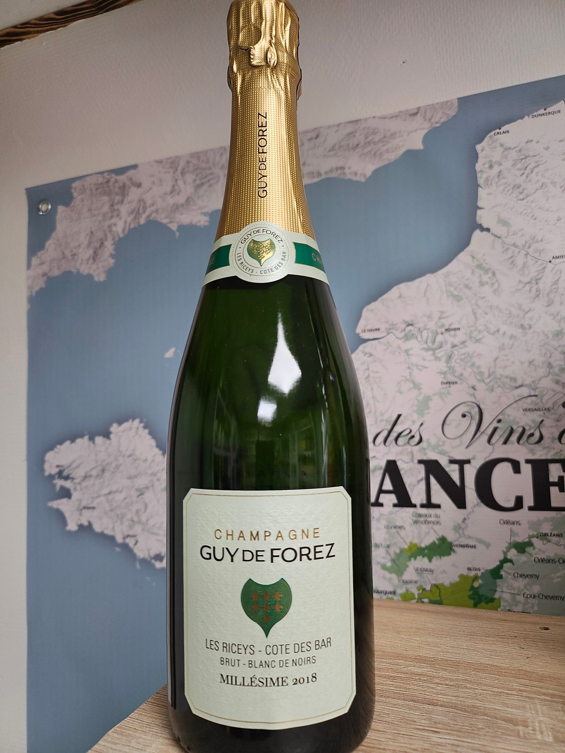 CHAMPAGNE brut, blanc de noirs, GUY DE FOREZ MILLÉSIME 2018, LES RICEZS'COTE DES BAR, 75cl, 12% vol