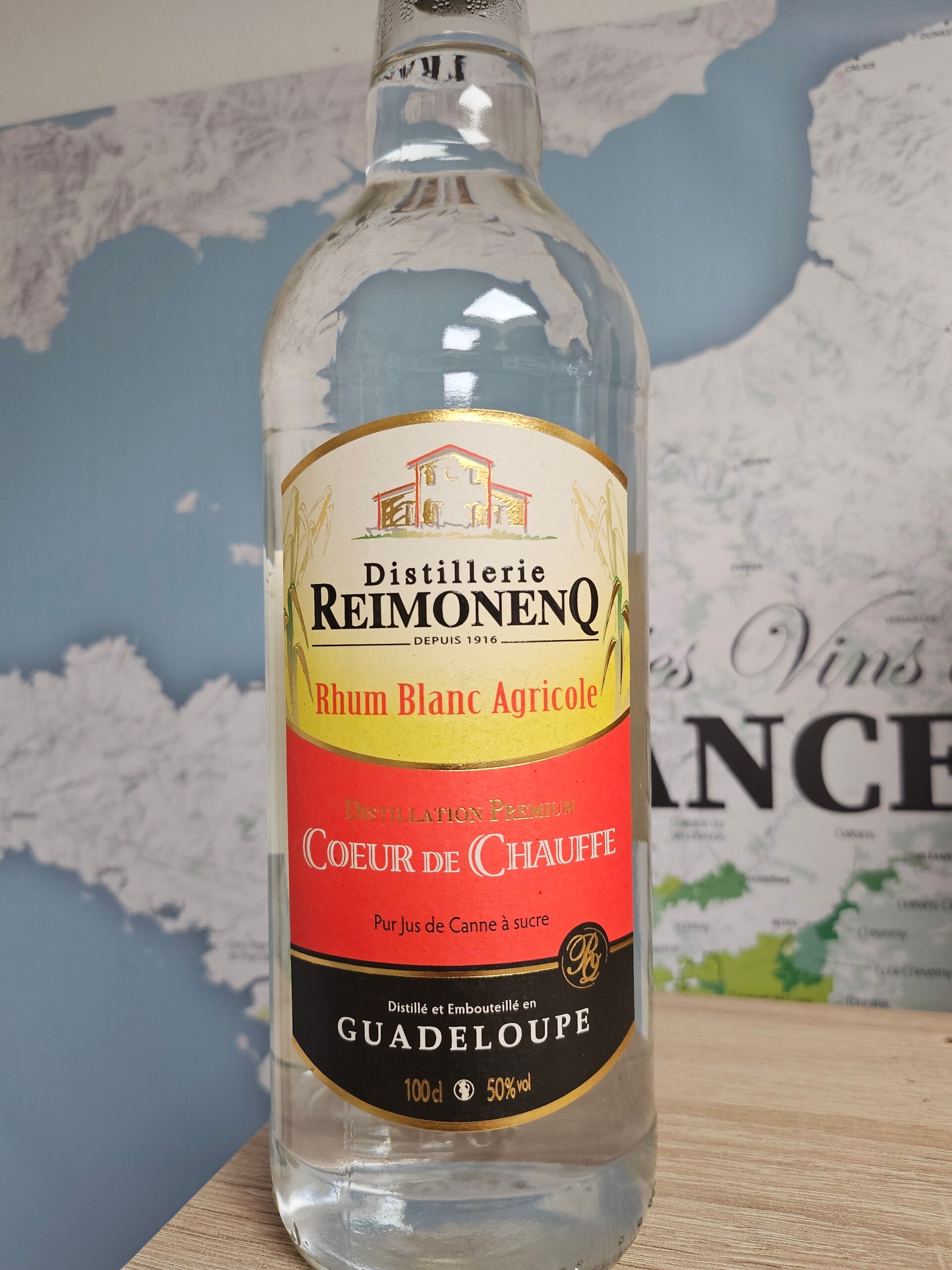 Rhum Blanc Agricole, distillation Premium, Cœur de Chauffe, pur jus de Canne à sucre, Origine GUADELOUPE, 1L 50% vol