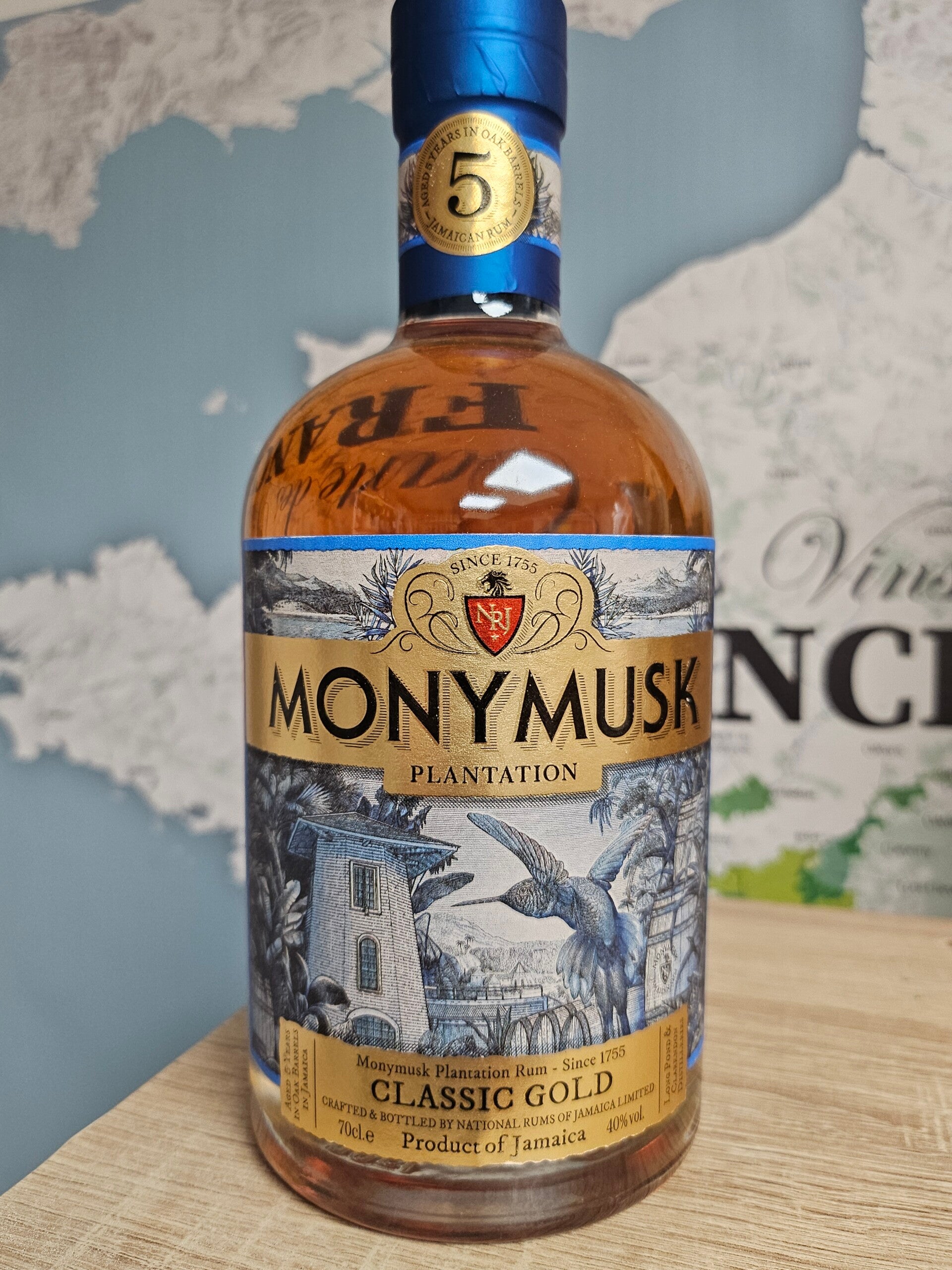 Rhum ambré MONYMUSK, origine Jamaïque, CLASSIC GOLD, 70CL 40% vol