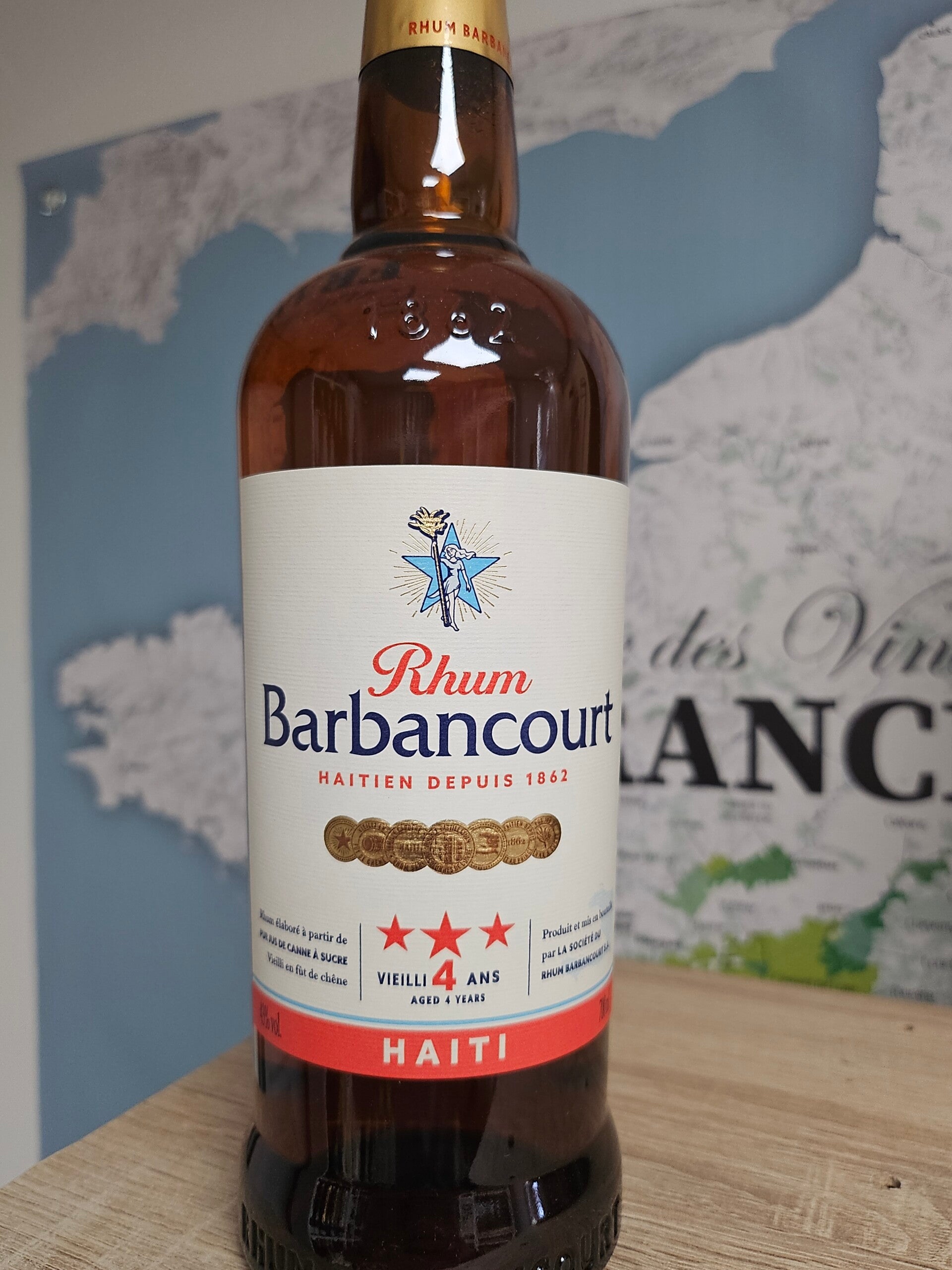 RHUM Barbancourt, 4 ans, pur jus de canne à sucre, vieilli en fût de chêne, 70cl 43% vol