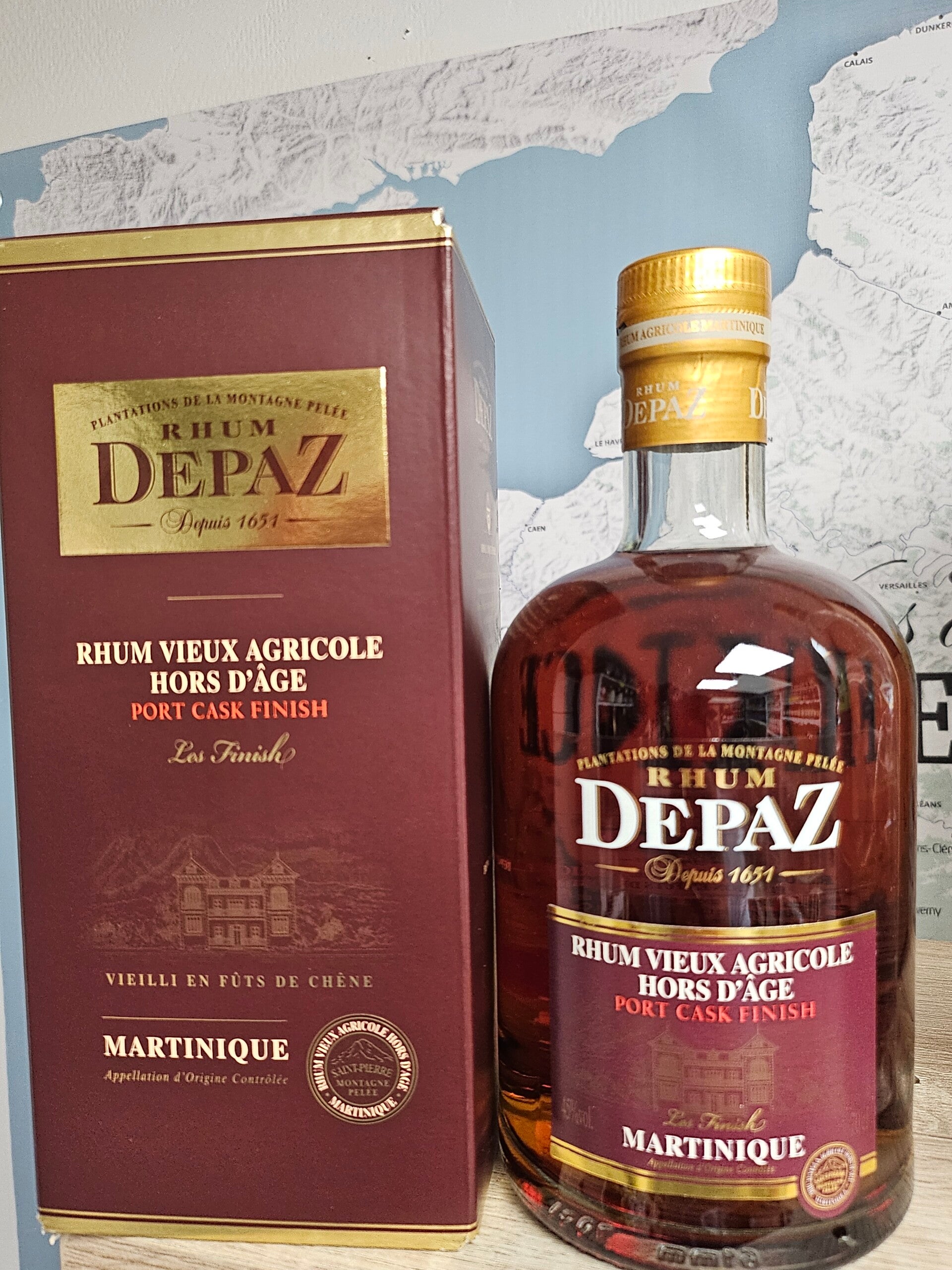 RHUM DEPAZ, RHUM vieux agricole hors d'âge, port CASK FINISH, Origine Martinique, finition en fût de Porto, 70cl 45% vol
