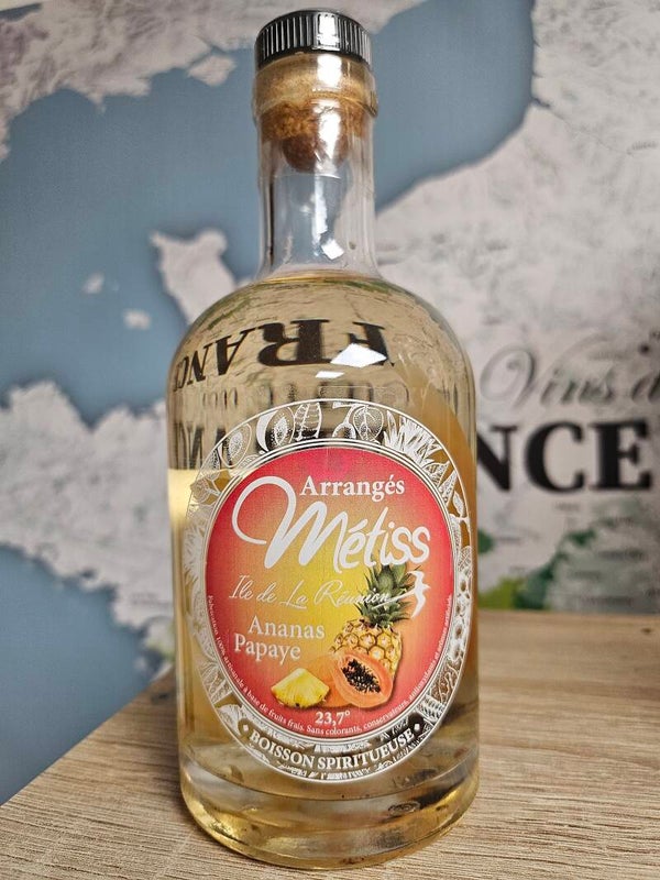 Rhum arrangé Ananas Papaye, Rhum MÉTISS ÎLE DE LA RÉUNION, 35cl 23,7% vol