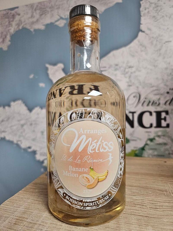 Rhum arrangé Banane Melon, RHUM MÉTISS DE L'ÎLE DE LA RÉUNION,  35 cl 23,7% vol