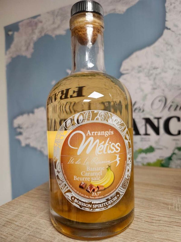 Rhum arrangé Banane Caramel Beurre salé,  RHUM MÉTISS DE L'ÎLE DE LA RÉUNION,  35cl  23,7% vol