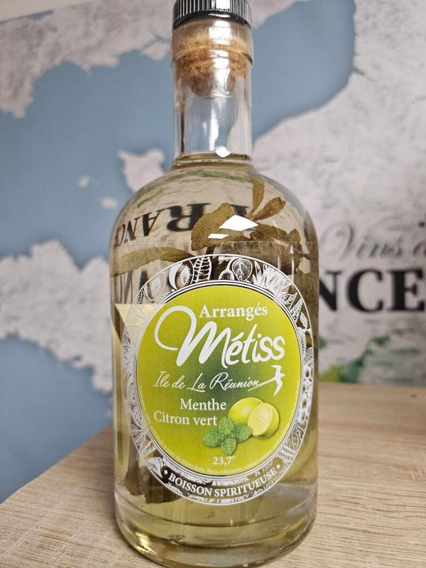 Rhum arrangé Menthe Citron vert, RHUM MÉTISS DE L'ÎLE DE LA RÉUNION,  35cl 23,7%
