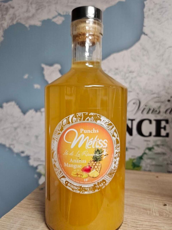 PUNCH Ananas Mangue, Rhum MÉTISS DE L'ÎLE DE LA RÉUNION,  70cl  18% vol