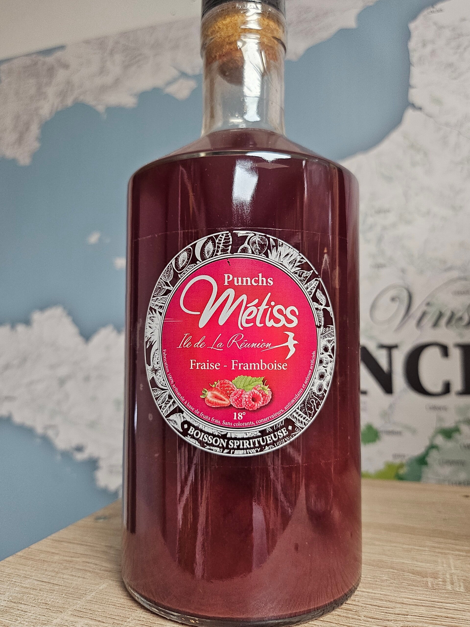 PUNCH Fraise Framboise, Rhum MÉTISS DE L'ÎLE DE LA RÉUNION,  70 cl  18% vol