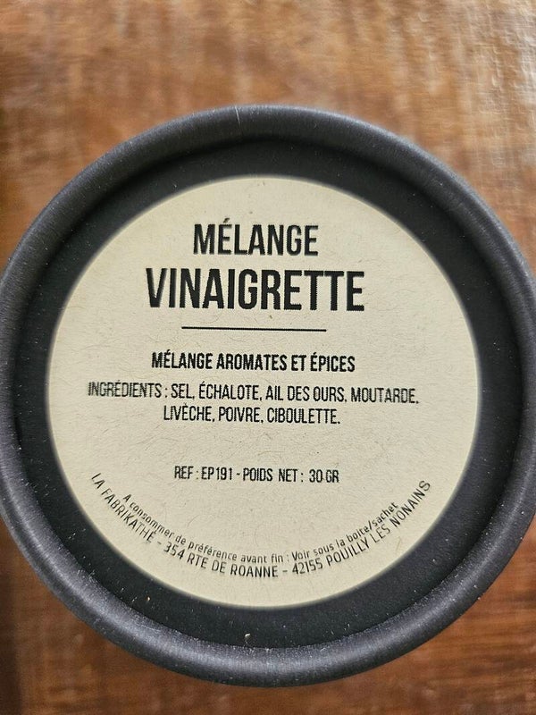 MÉLANGE VINAIGRETTE, ESCALE AUX ÉPICES, assembleur Français,  30g