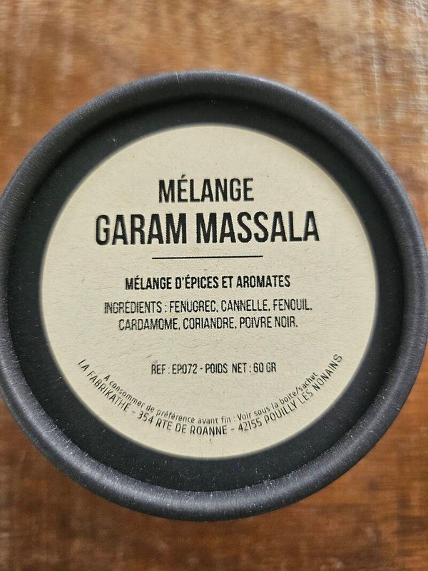 MÉLANGE GARAM MASSALA, ESCALE AUX ÉPICES, assembleur Français,  60 gr