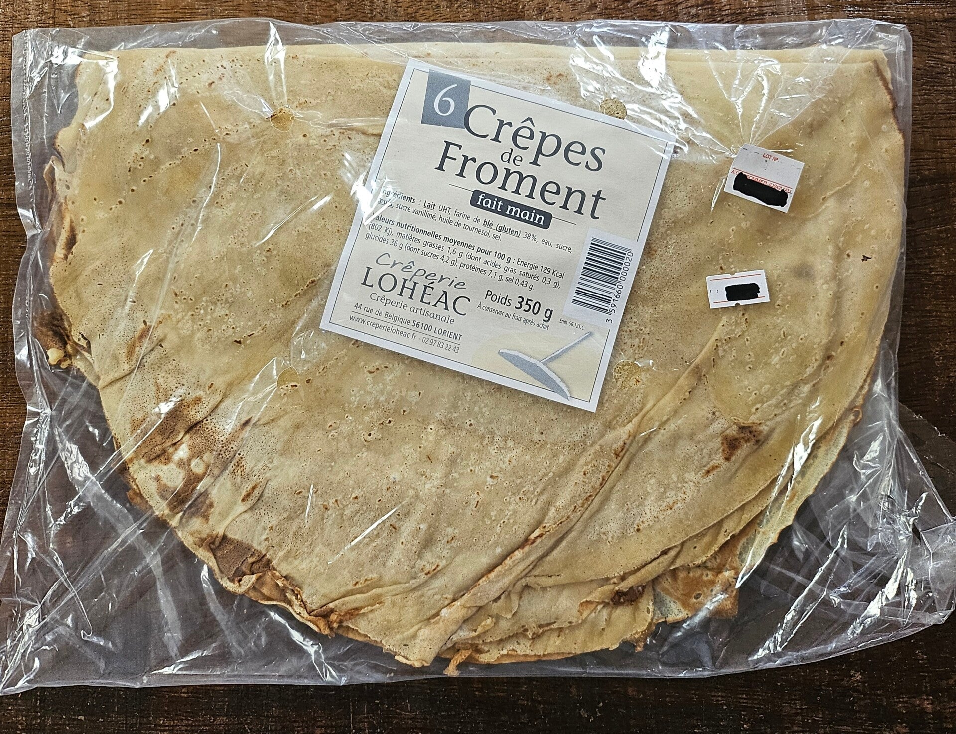 Crêpes de froment x6, CRÊPERIE LOHÉAC LORIENT350g