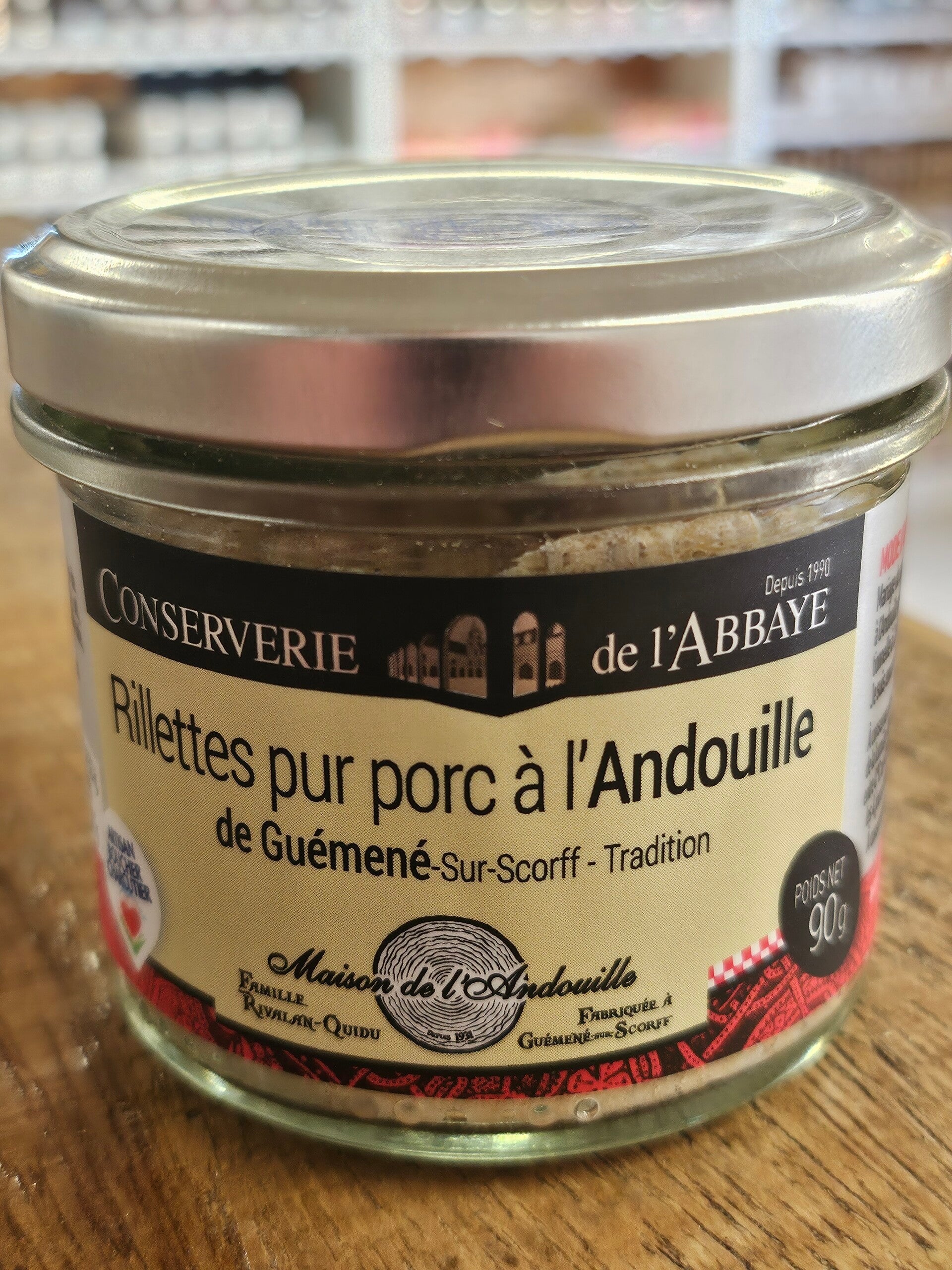 Rillettes pur porc à l'andouille de Guémené Sur Scorff, 90g
