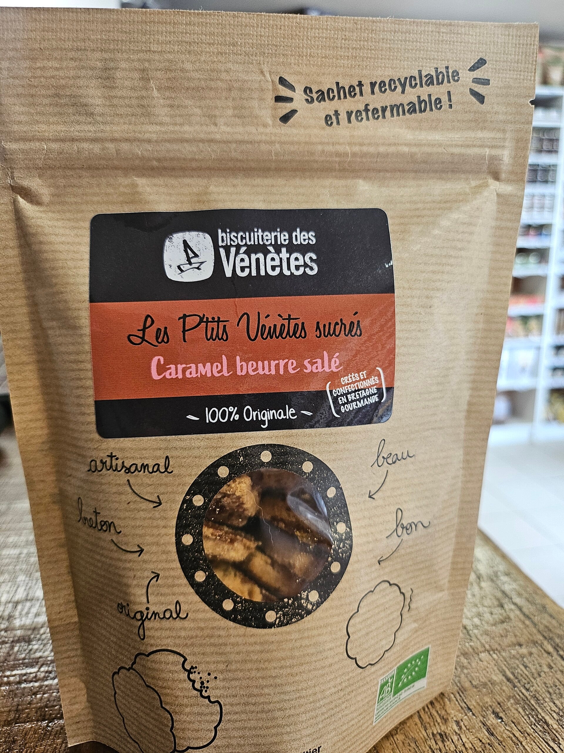 Les P'tits Vénètes sucrés Caramel beurre salé BIO, BISCUITERIE des VÉNÈTES, 125g