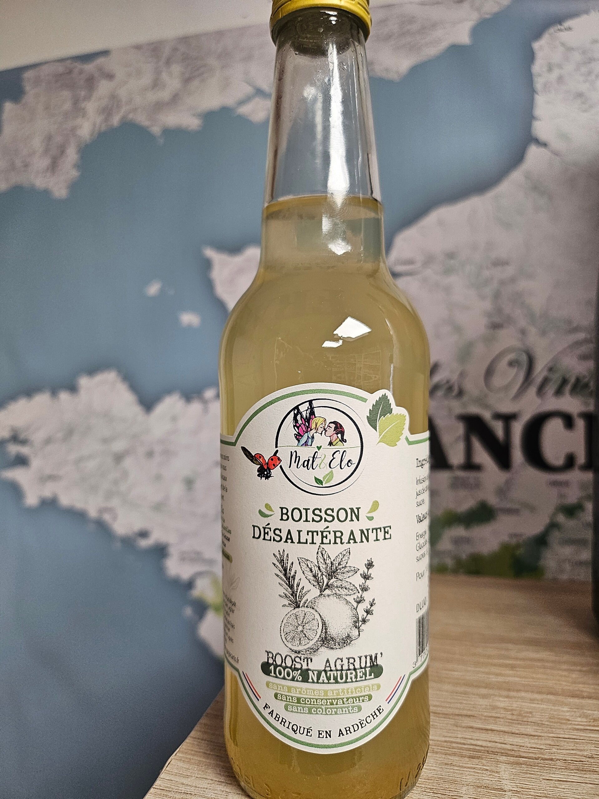 Boisson désaltérante, Boost Agrum, MAT ET ÉLO, 100% naturel, fabriqué en Ardèche, 33 cl