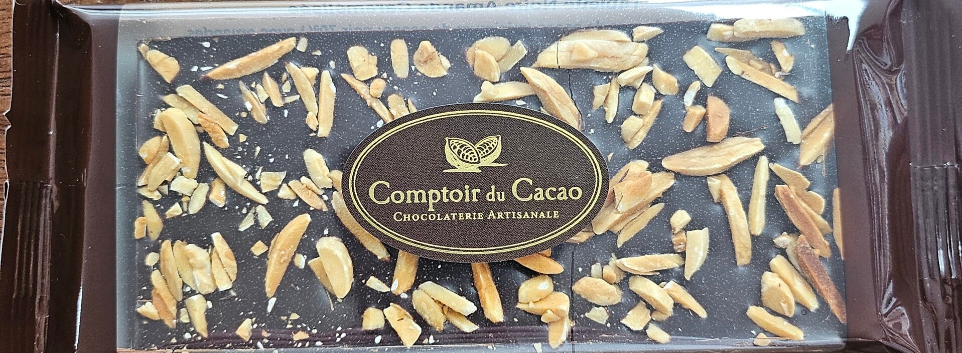 Tablette chocolat noir amande caramélisée, COMPTOIR DU CACAO, 70g