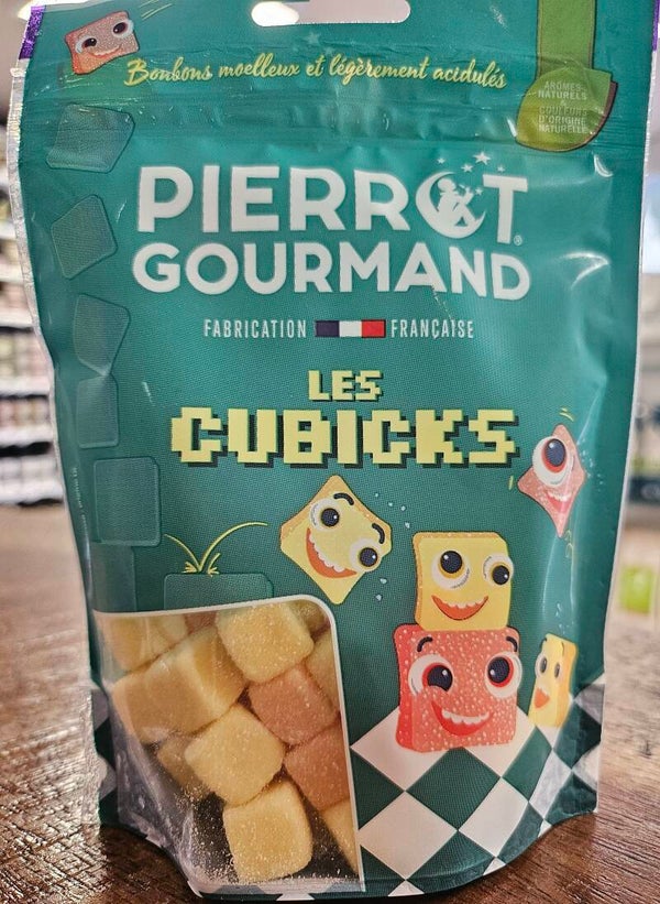 Bonbon LES CUBICKS, PIERROT GOURMAND, fabrication Francaise, arômes naturels, 100g