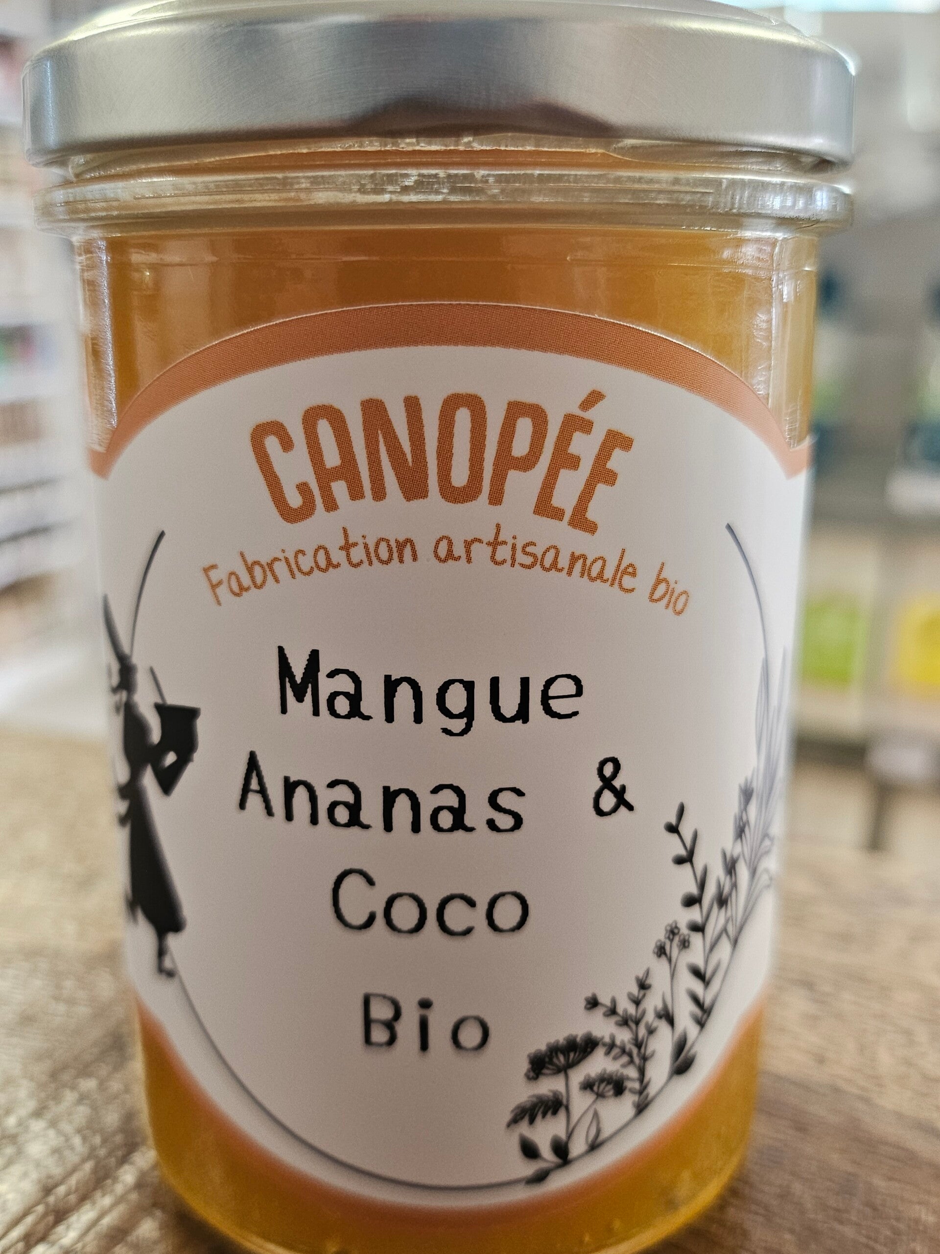 Confiture Mangue Ananas et Coco Bio, CANOPÉE fabrication artisanale, bio et Bretonne, 250g