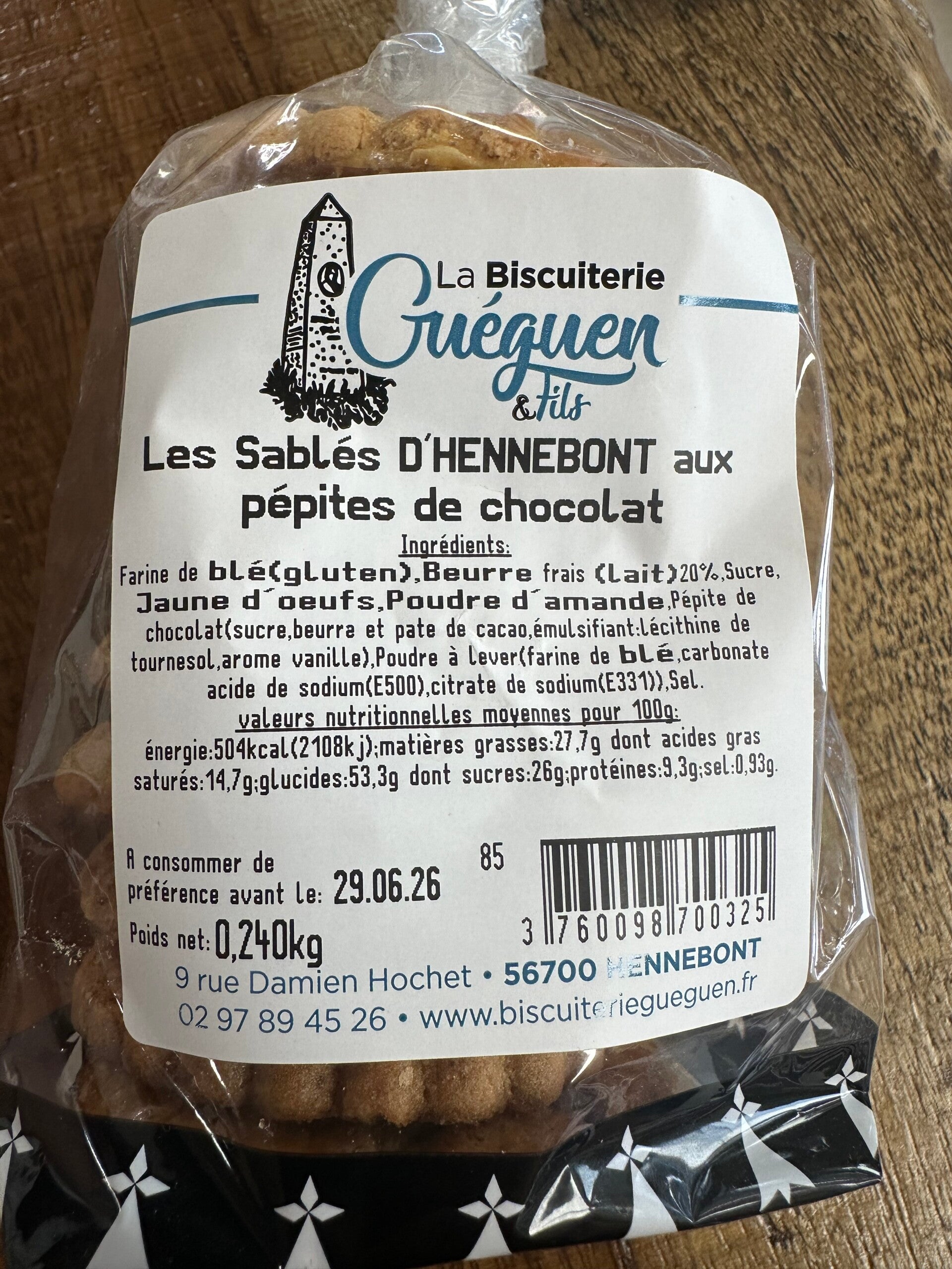 Les sablés d'Hennebont aux pépites de chocolat