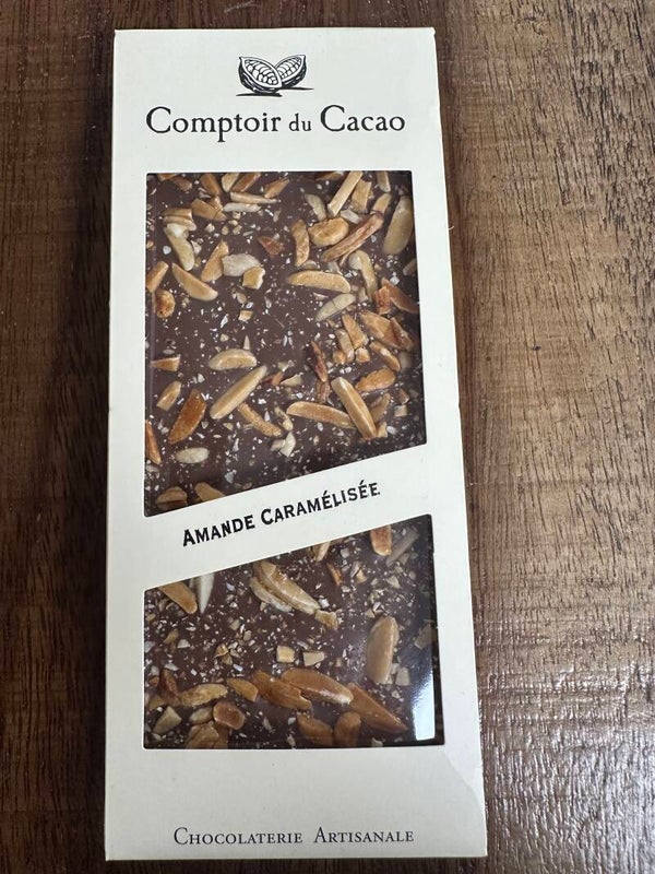 Tablette lait amande caramélisée, COMPTOIR DU CACAO, 90g