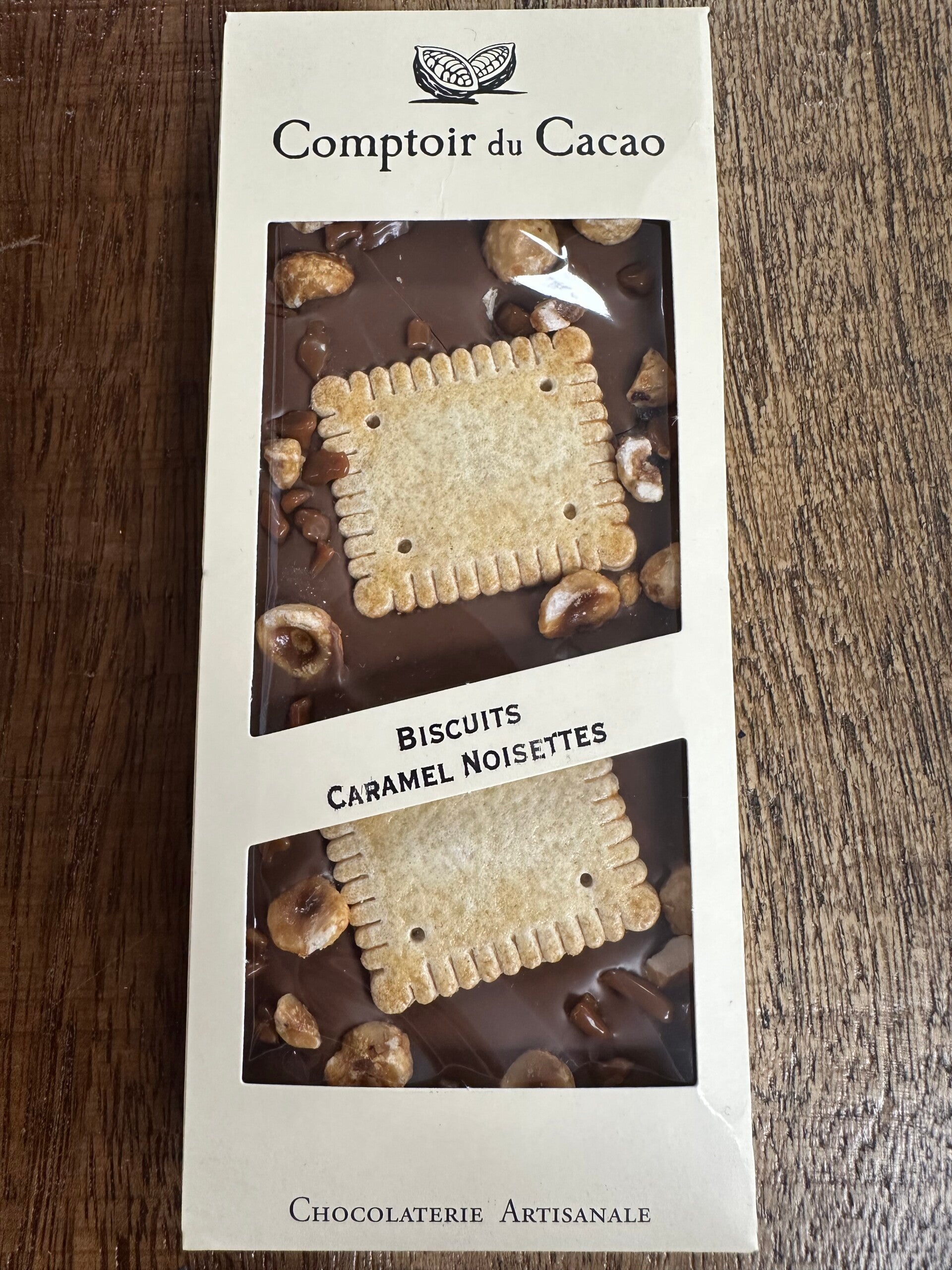 Tablette lait biscuits caramel noisettes, COMPTOIR DU CACAO, 100g