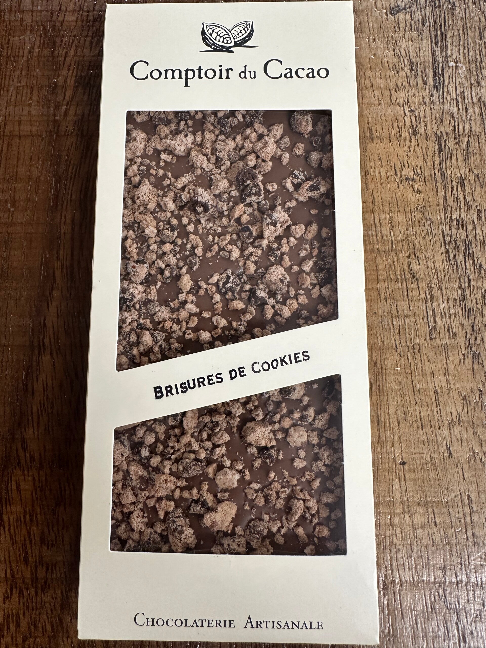 Tablette lait  Brisures de cookies, COMPTOIR DU CACAO, 90g