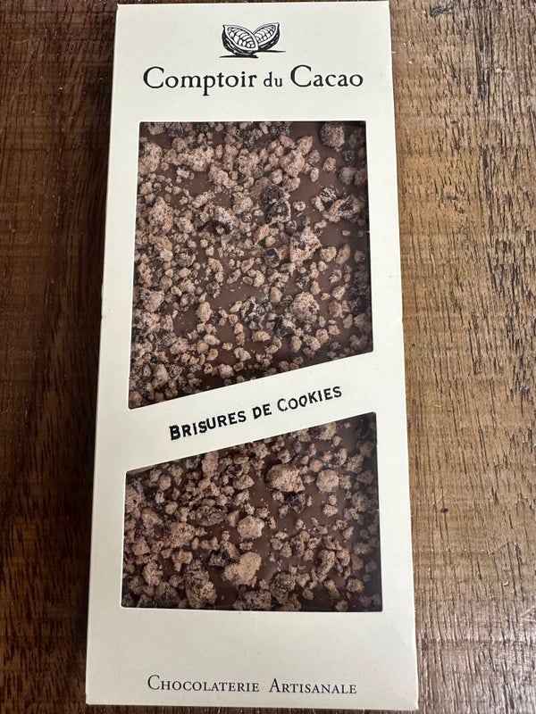 Tablette lait  Brisures de cookies, COMPTOIR DU CACAO, 90g