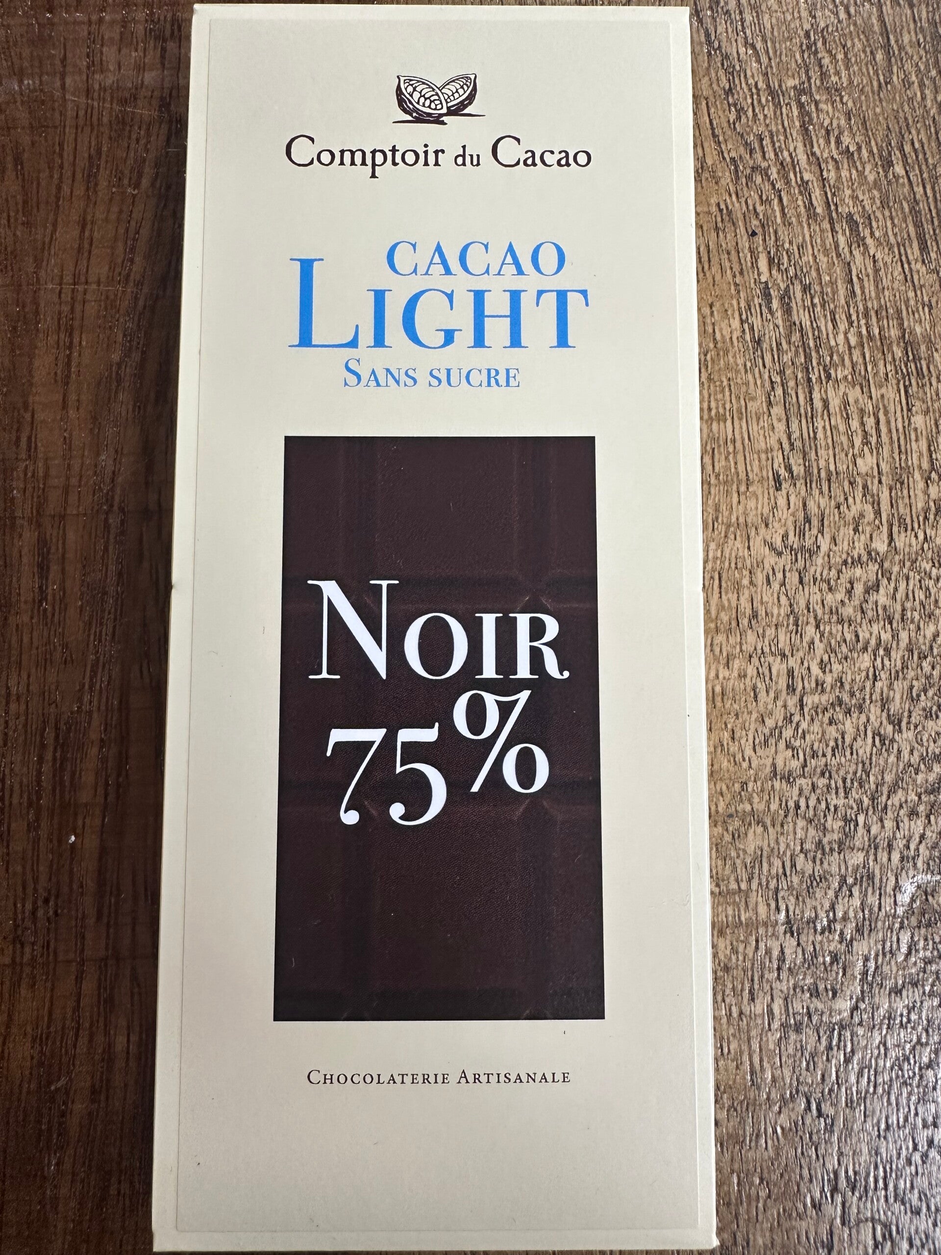 Tablette noire 75% sans sucre, COMPTOIR DU CACAO, 80g