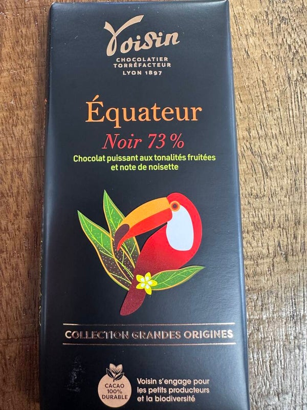 Tablette équateur noir 73%, CHOCOLATERIE VOISIN, 100g