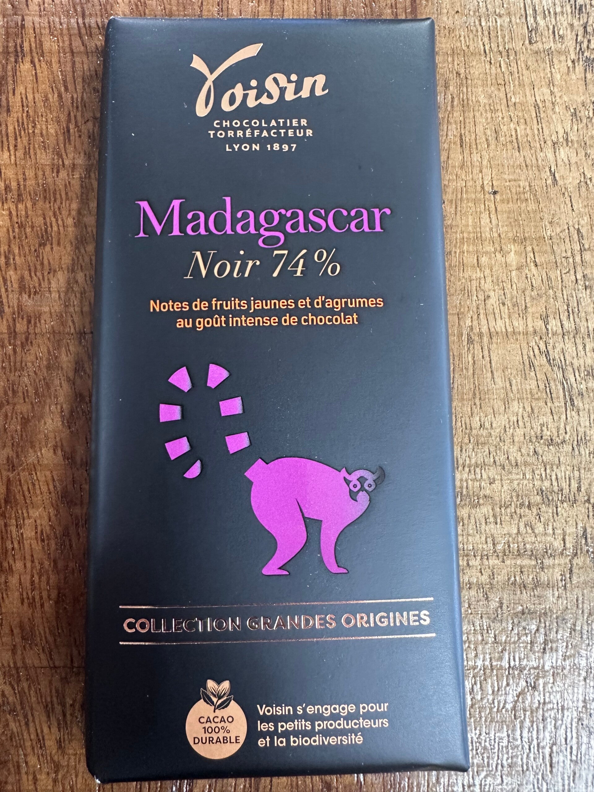 Tablette Madagascar noir 74%, CHOCOLATERIE VOISI?, 100g