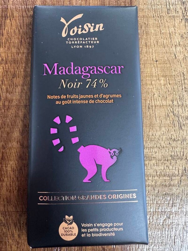 Tablette Madagascar noir 74%, CHOCOLATERIE VOISIN, 100g