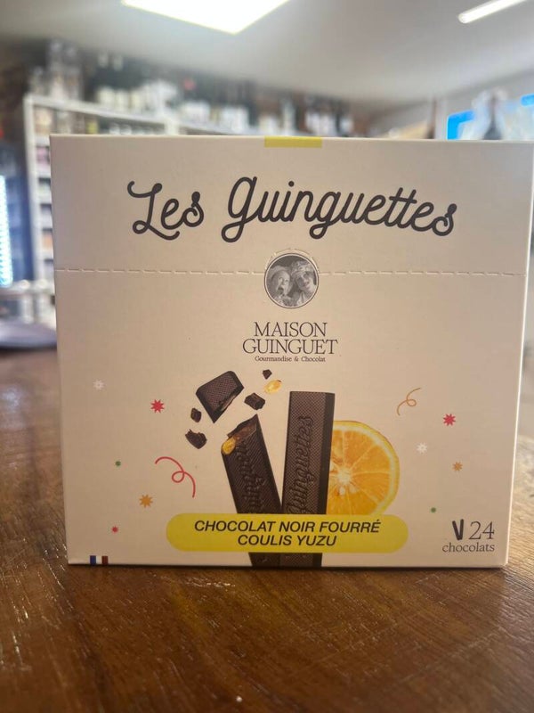 LES GUINGUETTES, chocolat noir fourré coulis yuzu