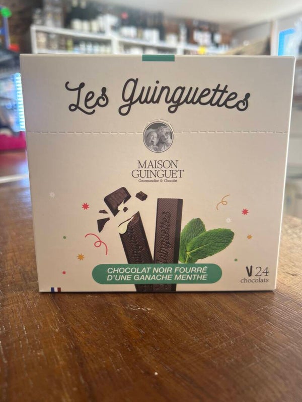 LES GUINGUETTES, chocolat noir fourré d’une ganache menthe
