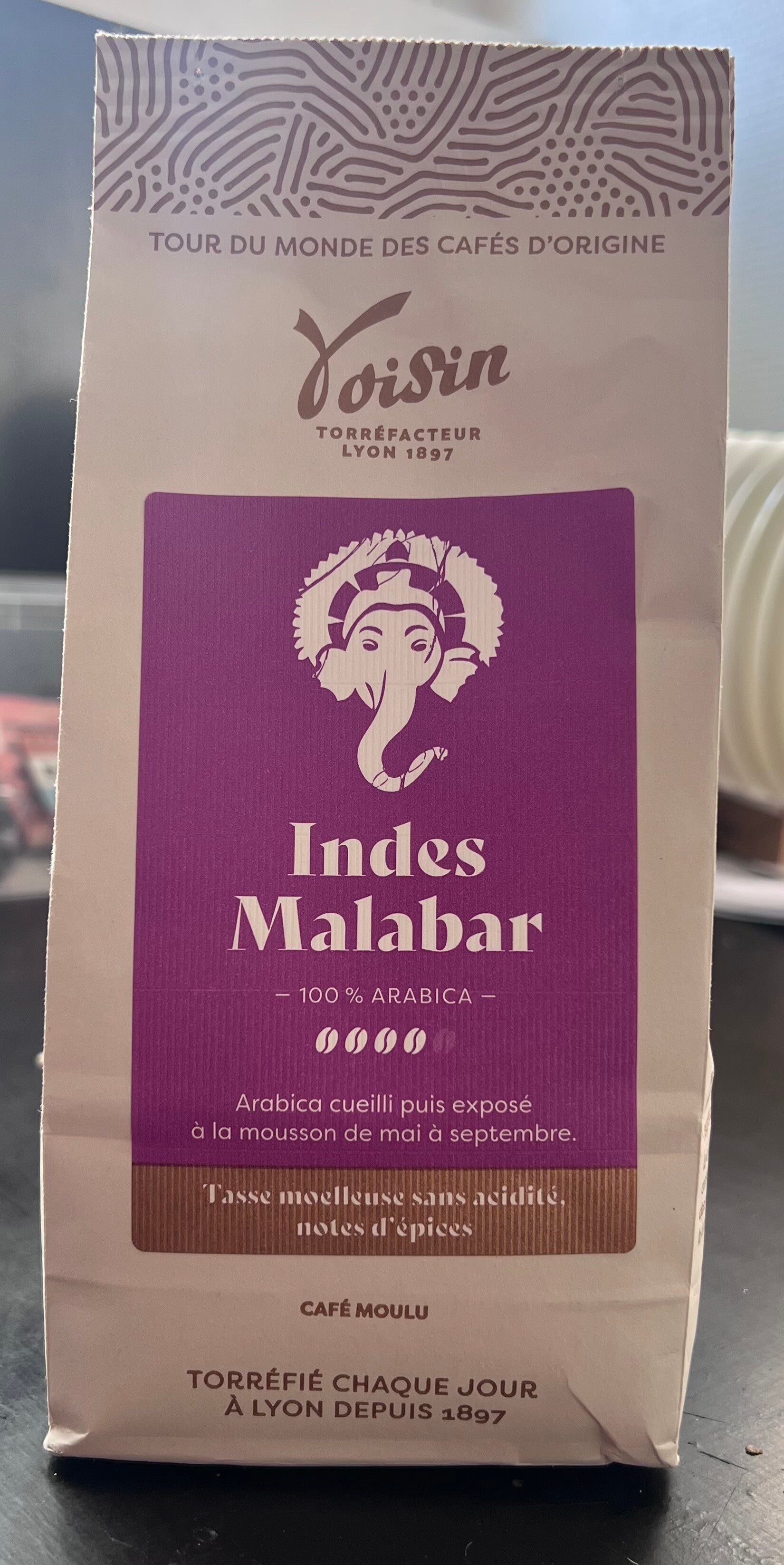 Café VOISIN, moulu Indes Malabar, 100% Arabica