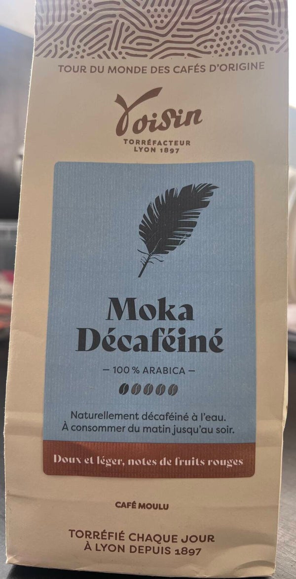 Café VOISIN, moulu Moka Décaféiné, 100% Arabica