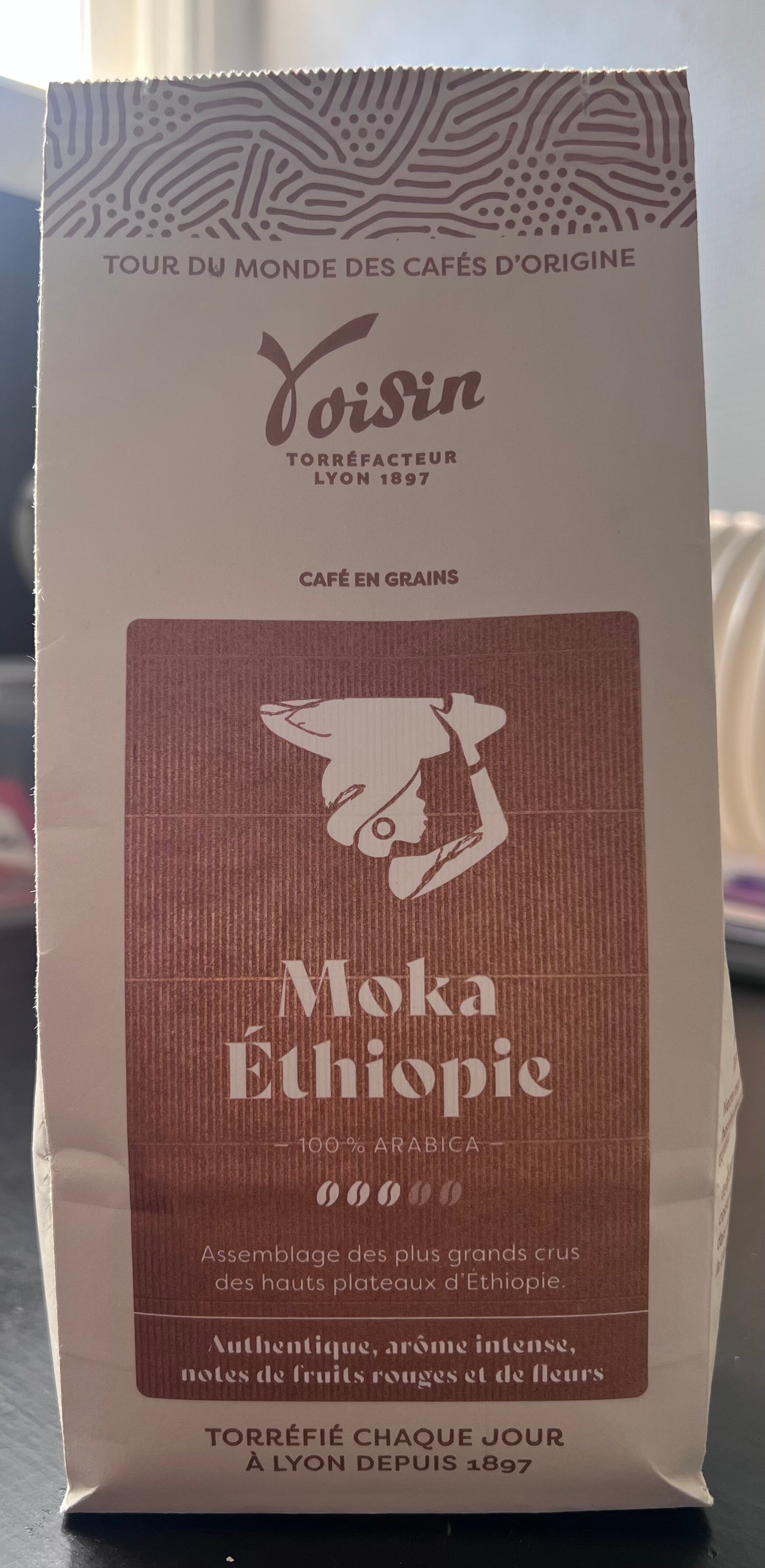 Café VOISIN, grains Moka Éthiopie, 100% Arabica, 250g