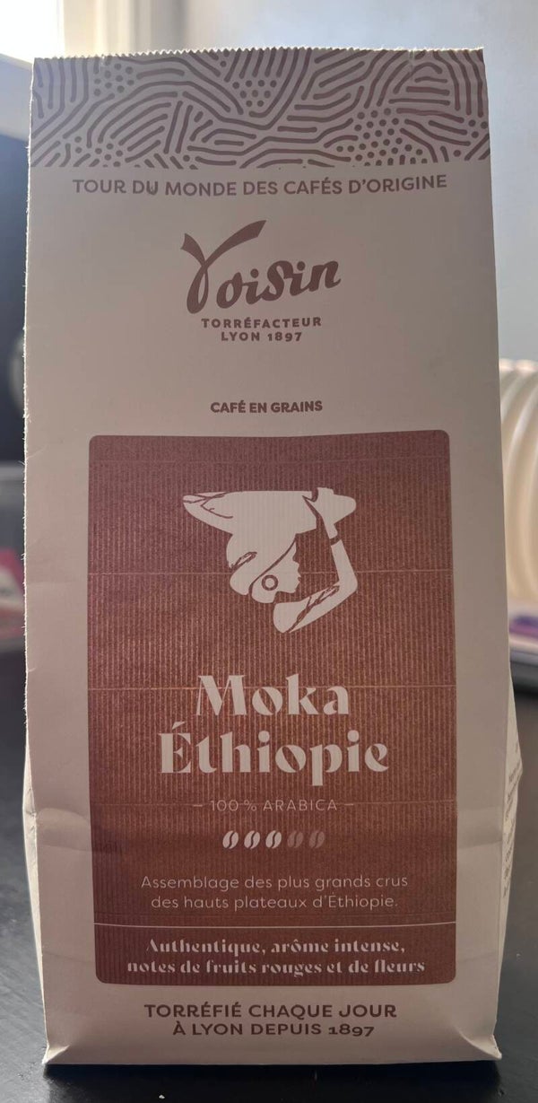 Café VOISIN, grains Moka Éthiopie, 100% Arabica, 250g