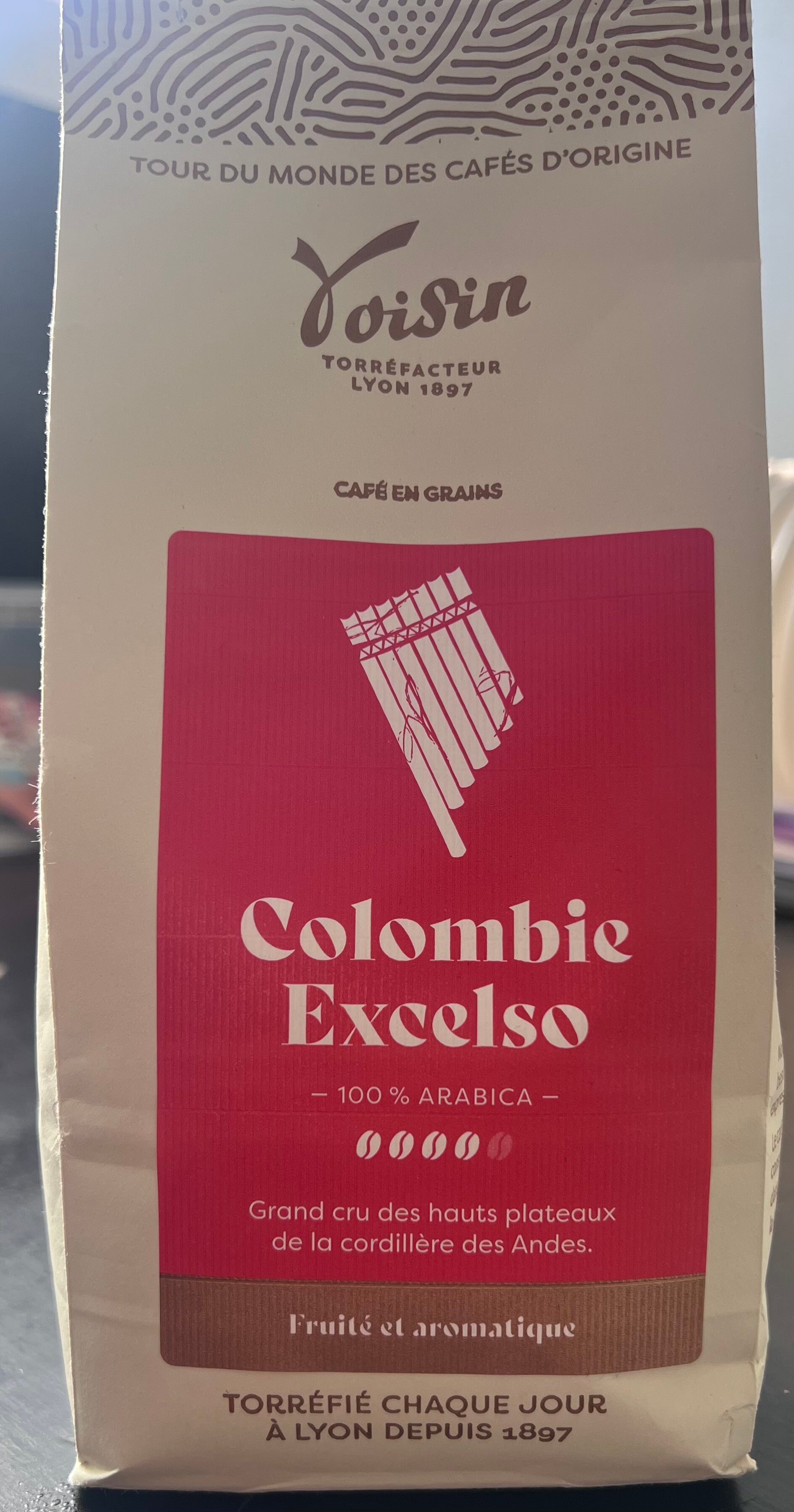 Café VOISIN grains Colombie Excelso, 100% Arabica, 250g