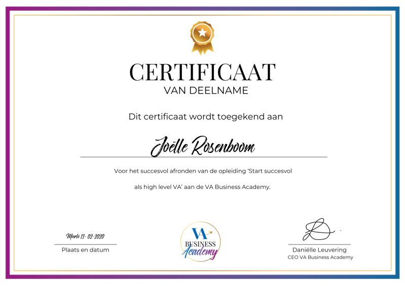 Certificaat VA business school