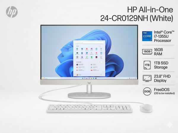 HP AIO 24-CR0129NH I7-1355U,16GB,1TBSSD,23.8"DOS-WHITE