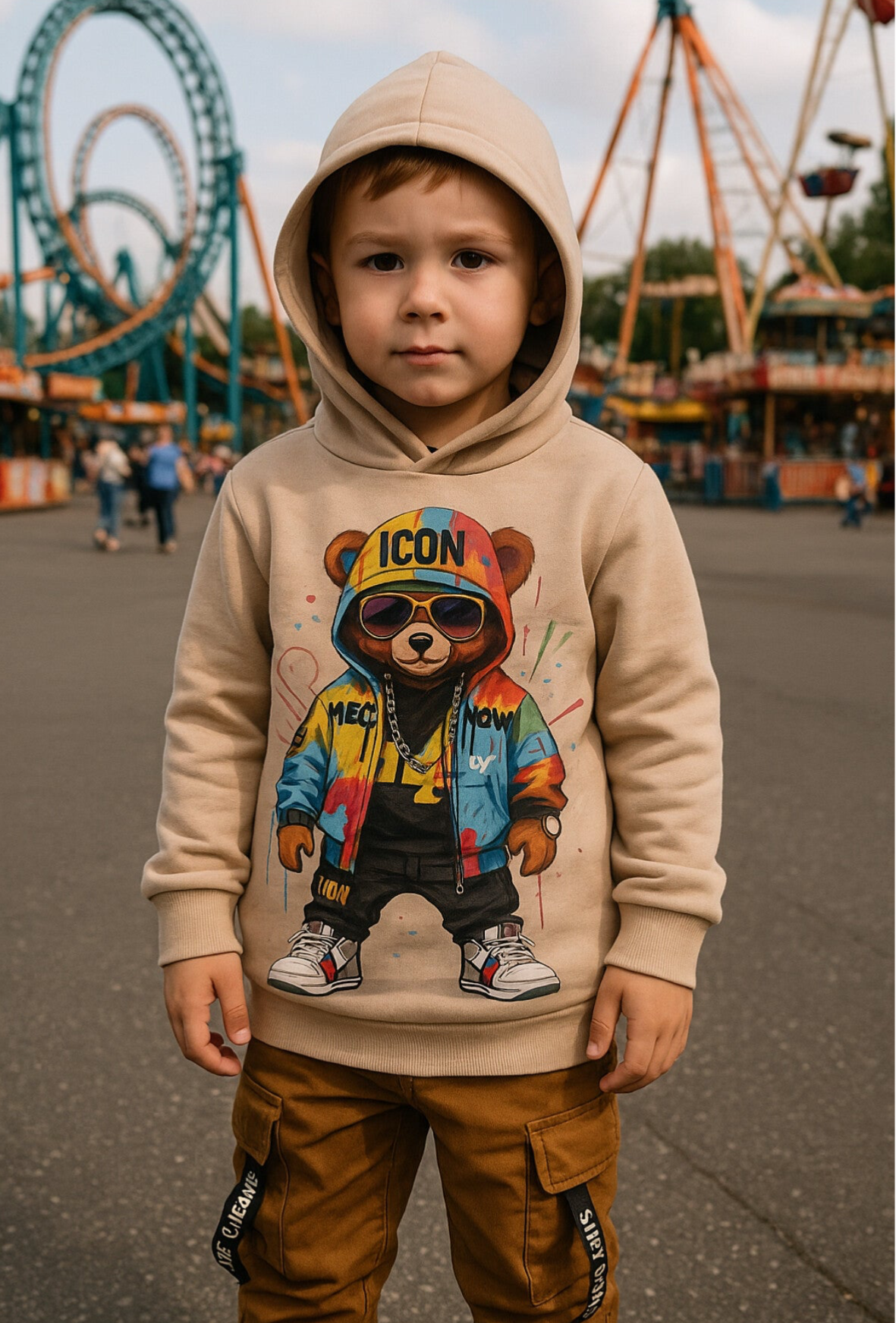 Supercoole hoodie met hippe beerprint