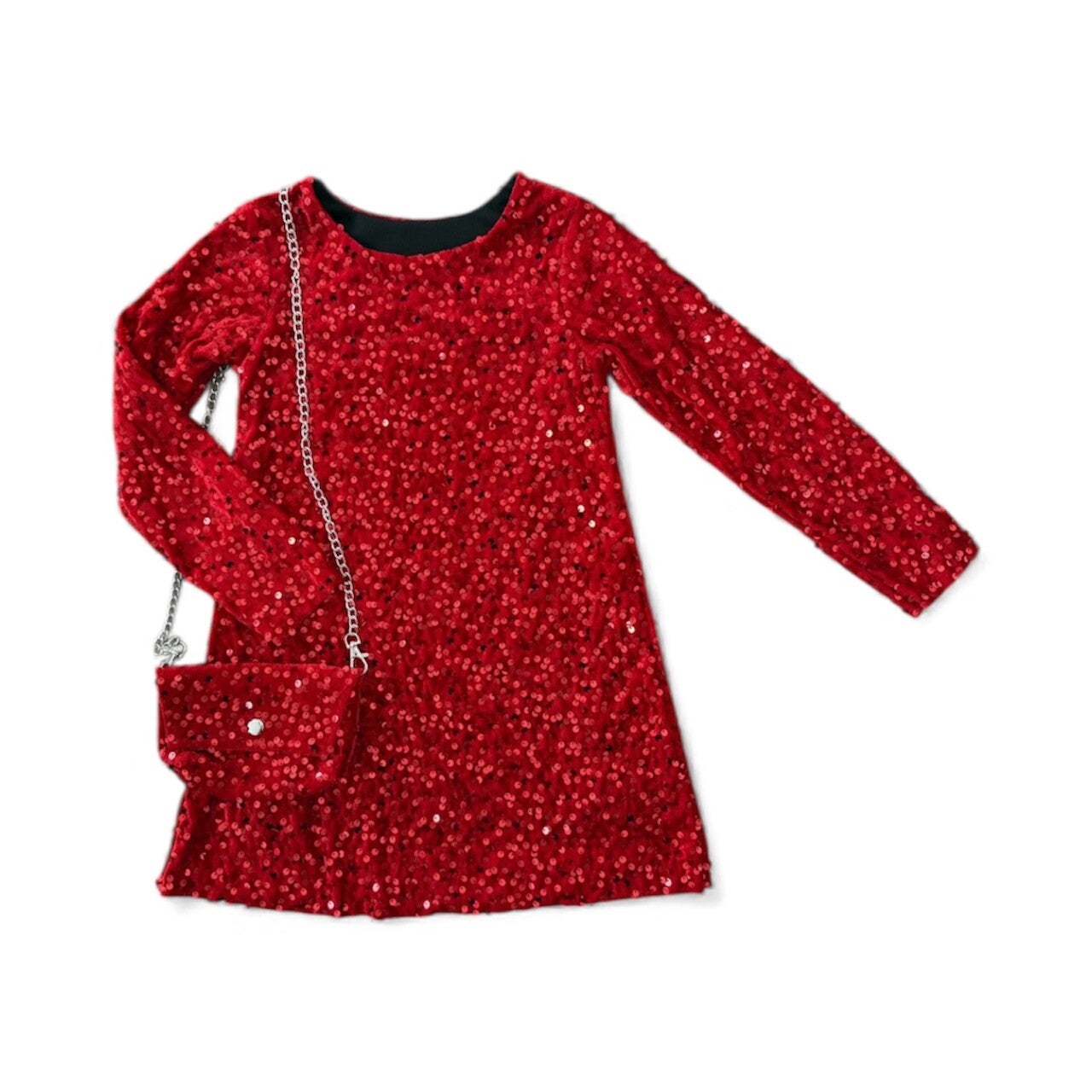 Glitter Jurkje met tasje - Bordeaux