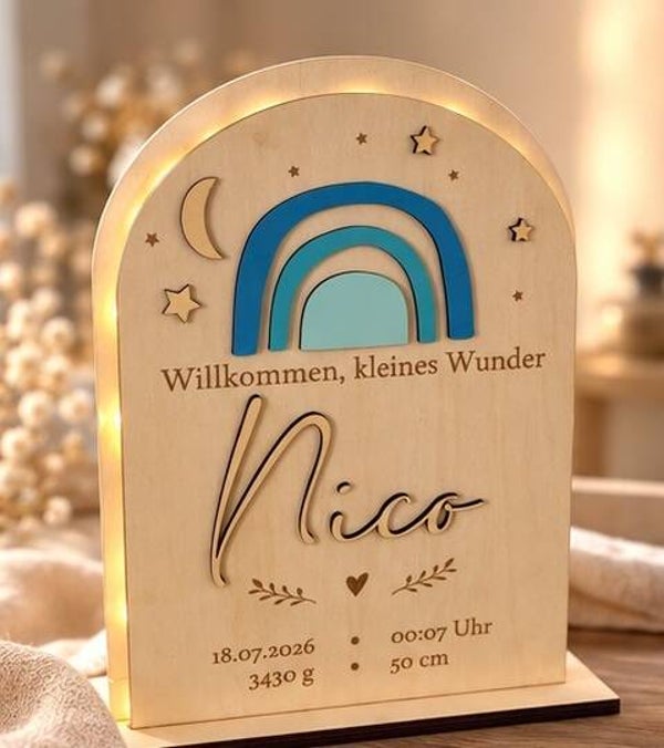 Kinderzimmerdeko - Geburtsdeko - personalisiert - Leuchte- Geburt Geschenk