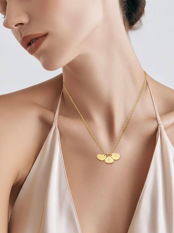 Personalisierte Gravur-Halskette mit einem & bis zu 4 Herzen - oder Plättchen Gold/silber/rosegold