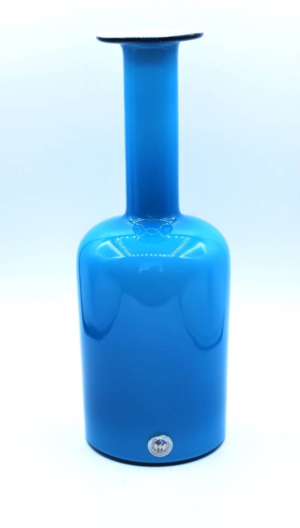 HOLMEGAARD:  GULVASE IN LIGHT BLUE/WHITE  BY OTTO BRAUER 26 cm.