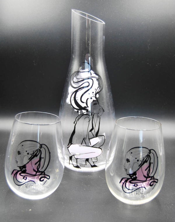 KOSTA BODA. SARA WOODROW. DECANTER SET ' ALL ABOUT YOU'