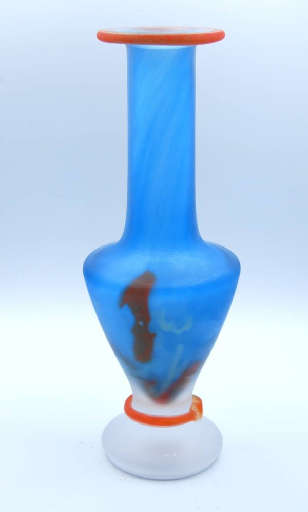 KOSTA BODA: MONICA BACKSTRÖM. VASE „PANDORA“ IN BLUE. SIGNED AND LABELED