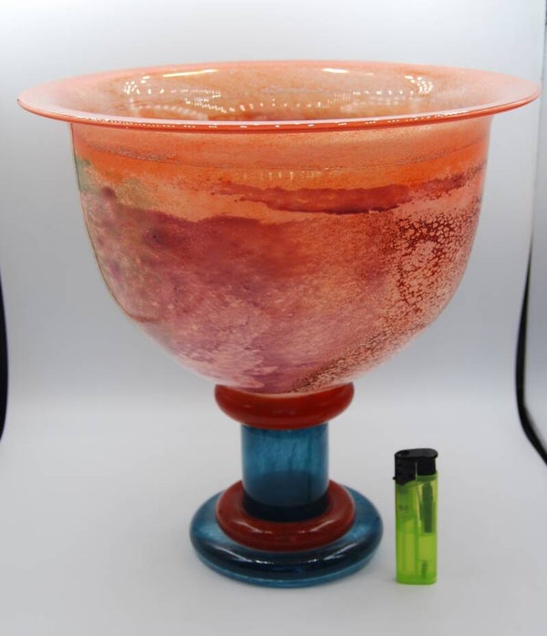 KOSTA BODA. KJELL ENGMAN. HUGE VASE "CAN CAN".ORANGE. SIGNED AND LABELED. 28 CM