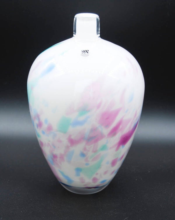 MALERAS: MATS JONASSON: VASE IN WHITE AND MULTICOLOUR.SIGNED